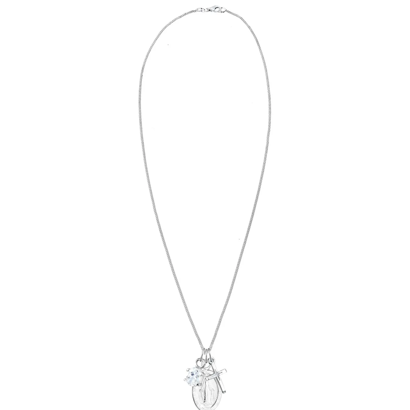 Elli "Halskette Kreuz | Zirkonia (Weiß)< Vergoldet|Symbol-schmuck