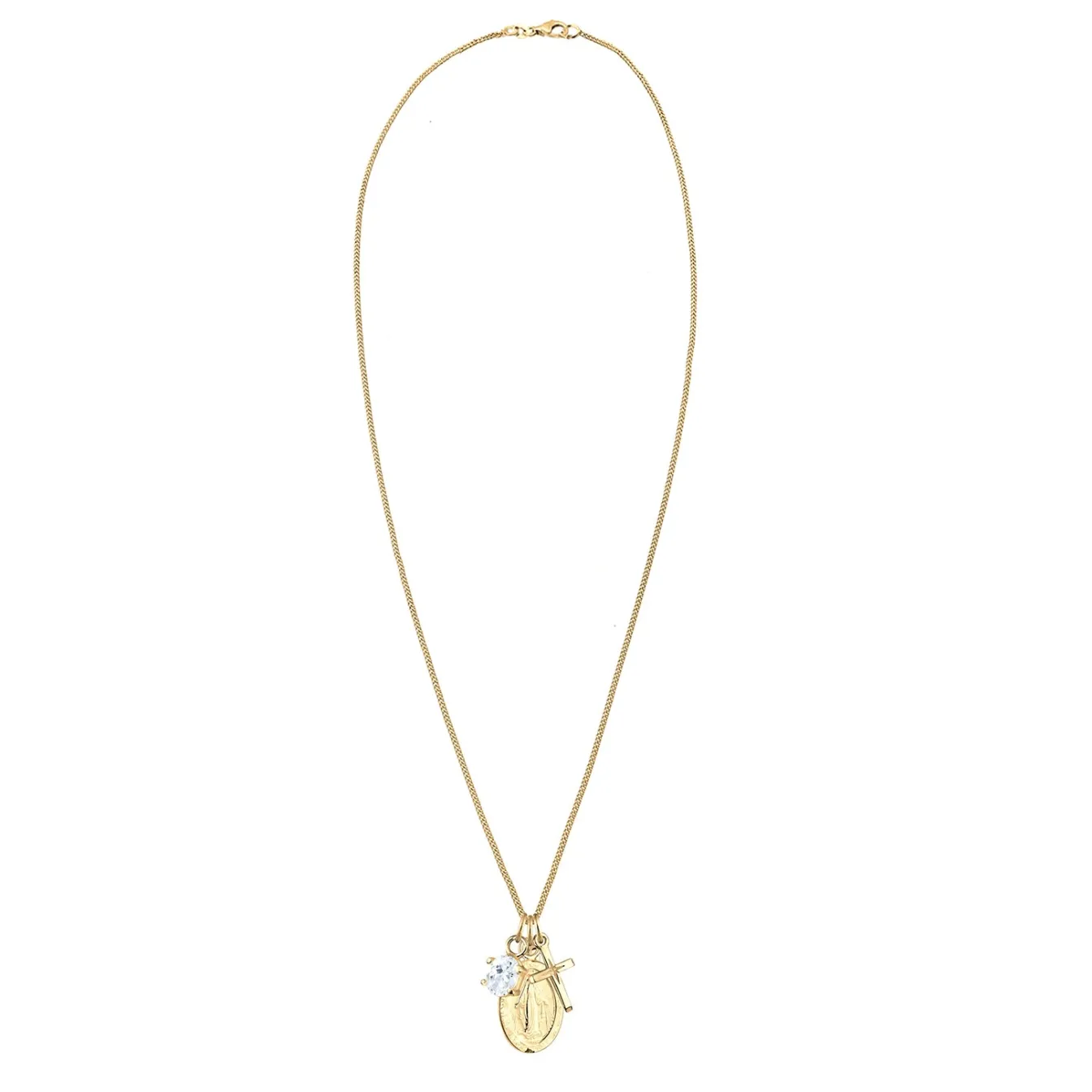 Elli "Halskette Kreuz | Zirkonia (Weiß)< Vergoldet|Symbol-schmuck