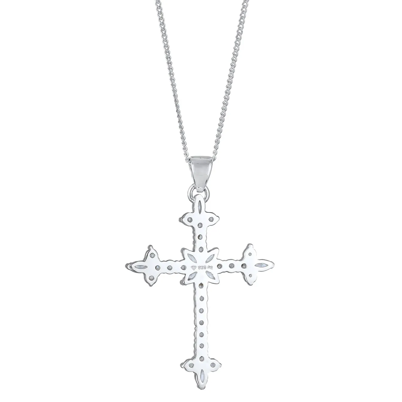 Elli "Halskette Kreuz | Zirkonia (Weiß)< Vergoldet|Symbol-schmuck