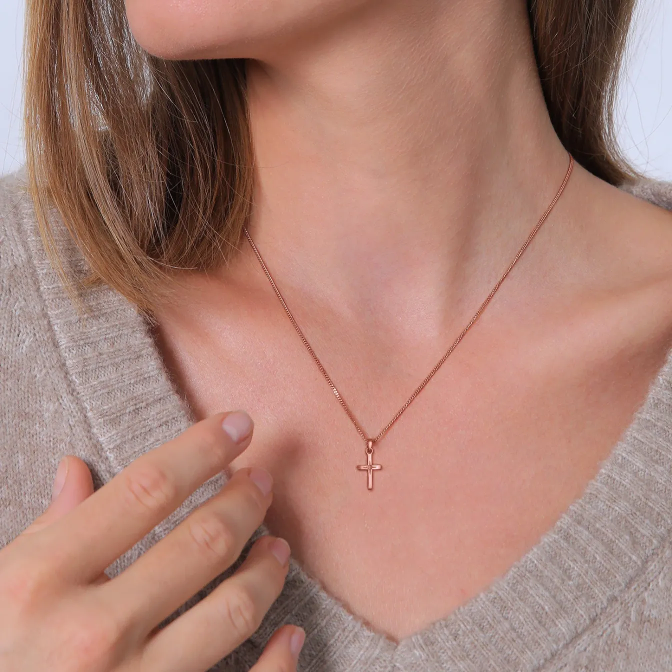 Elli "Halskette Kreuz Anhänger< Roségold|Symbol-schmuck