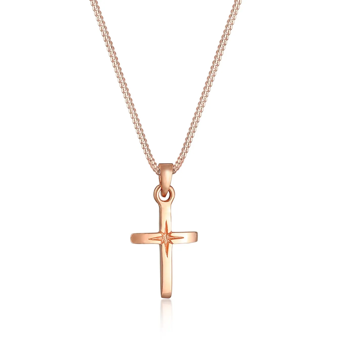 Elli "Halskette Kreuz Anhänger< Roségold|Symbol-schmuck