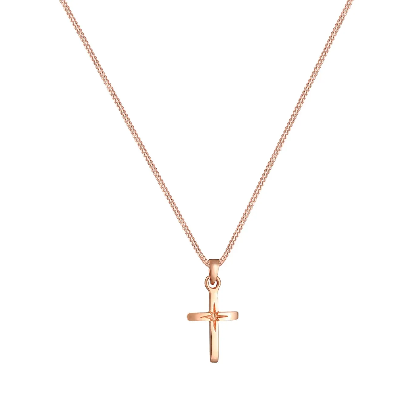 Elli "Halskette Kreuz Anhänger< Roségold|Symbol-schmuck