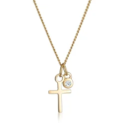 Elli "Halskette Kreuz Anhänger | Diamant (Weiß, 0.03 ct.)< Symbol-schmuck|Halsketten
