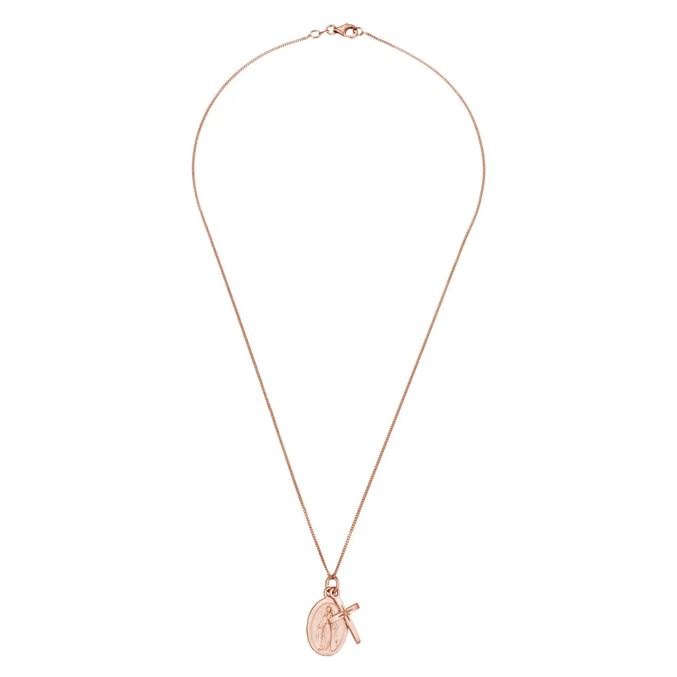 Elli "Halskette Marienbild Kreuz< Roségold|Symbol-schmuck
