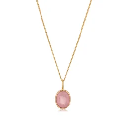 Elli "Halskette mit Anhänger | Quarz (Rosé)< Vergoldet|Halsketten