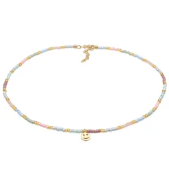 Elli "Halskette mit Smiling Face Beads< Halsketten|Vergoldet