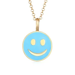 Elli "Halskette mit Smiling Face | Emaille (Blau)< Halsketten