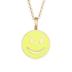 Elli "Halskette mit Smiling Face | Emaille (Blau)< Halsketten