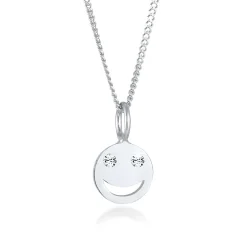 Elli "Halskette mit Smiling Face | Kristall (Weiß)< Halsketten|Silber