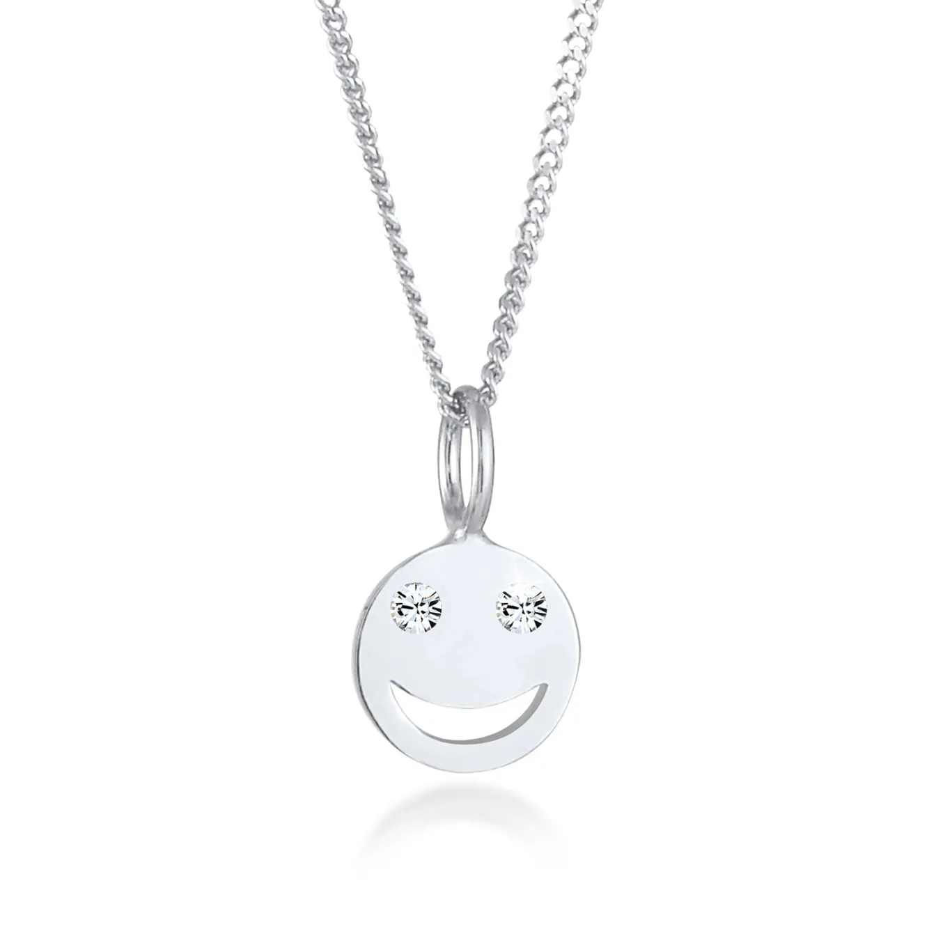 Elli "Halskette mit Smiling Face | Kristall (Weiß)< Halsketten|Silber