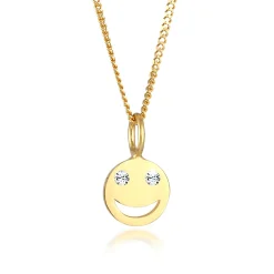 Elli "Halskette mit Smiling Face | Kristall (Weiß)< Halsketten|Silber