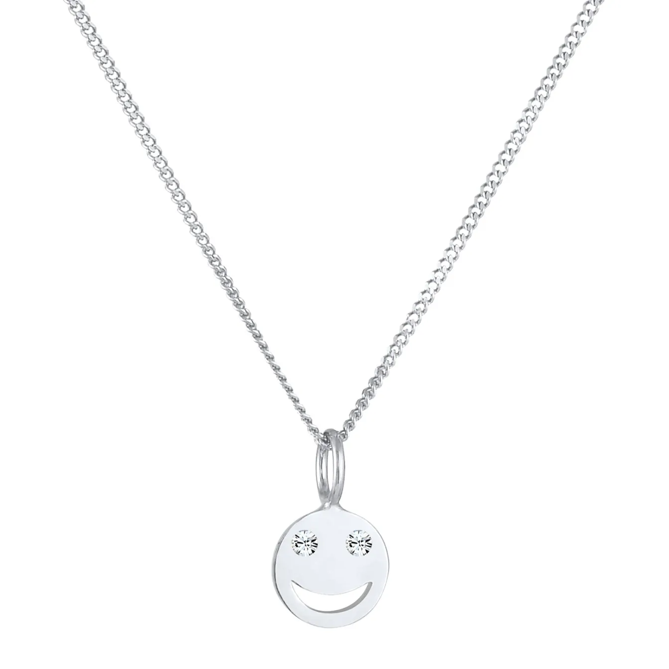Elli "Halskette mit Smiling Face | Kristall (Weiß)< Halsketten|Silber