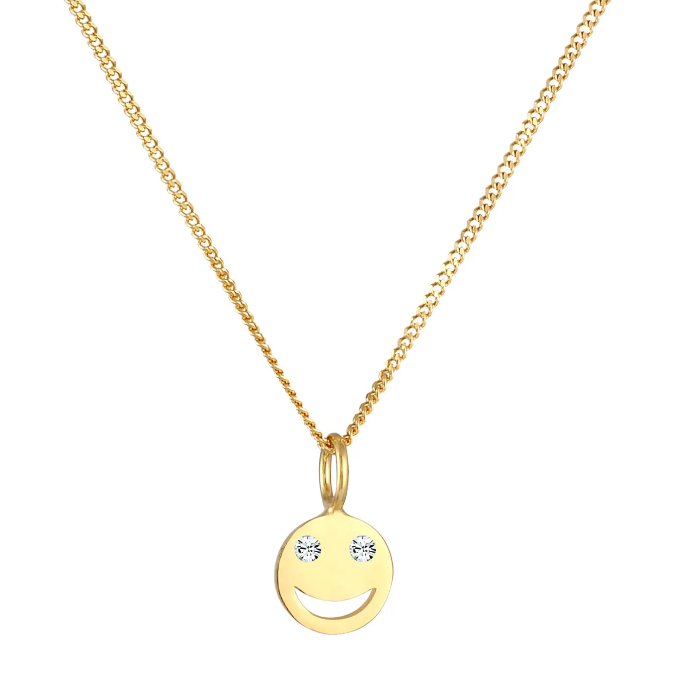 Elli "Halskette mit Smiling Face | Kristall (Weiß)< Halsketten|Silber