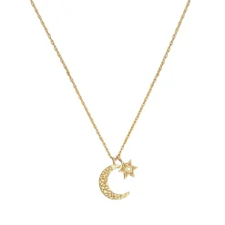Elli "Halskette Mond Stern | synth. Opal (Weiß)< Symbol-schmuck|Halsketten