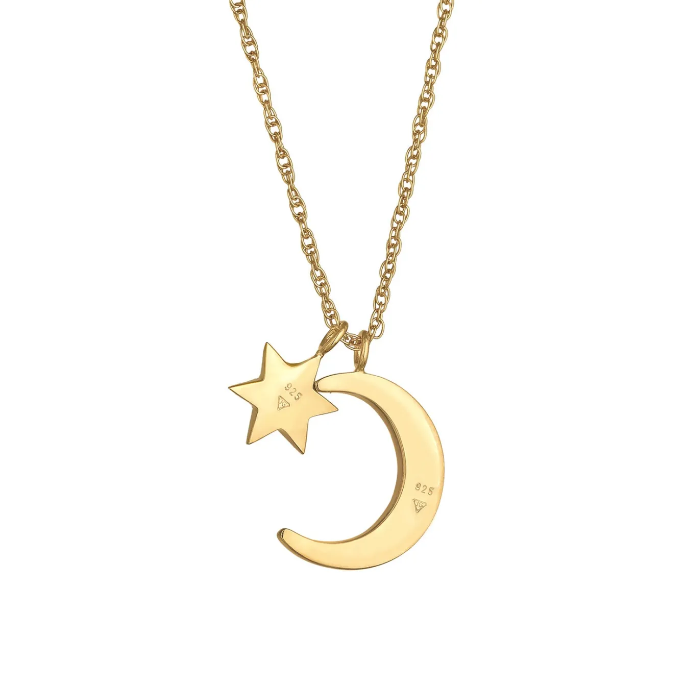Elli "Halskette Mond Stern | synth. Opal (Weiß)< Symbol-schmuck|Halsketten