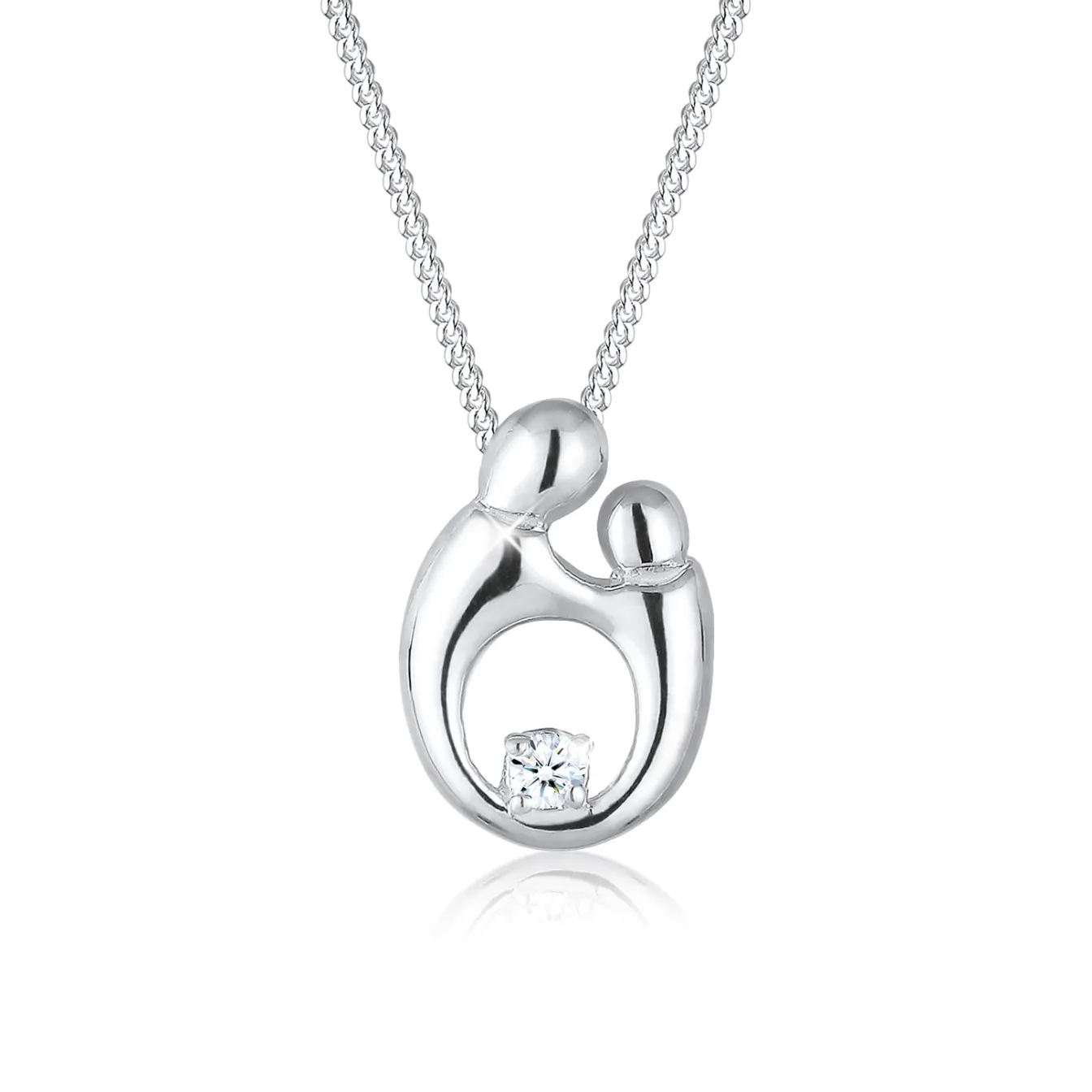 Elli "Halskette Mutter Kind | Diamant (Weiß, 0,03 ct)< Halsketten|Silber