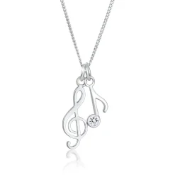 Elli "Halskette Notenschlüssel | Kristall (Weiß)< Symbol-schmuck|Halsketten