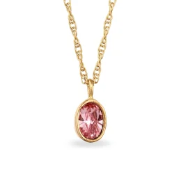 Elli "Halskette Oval | Glas Kristalle (Rosa)< Vergoldet|Halsketten