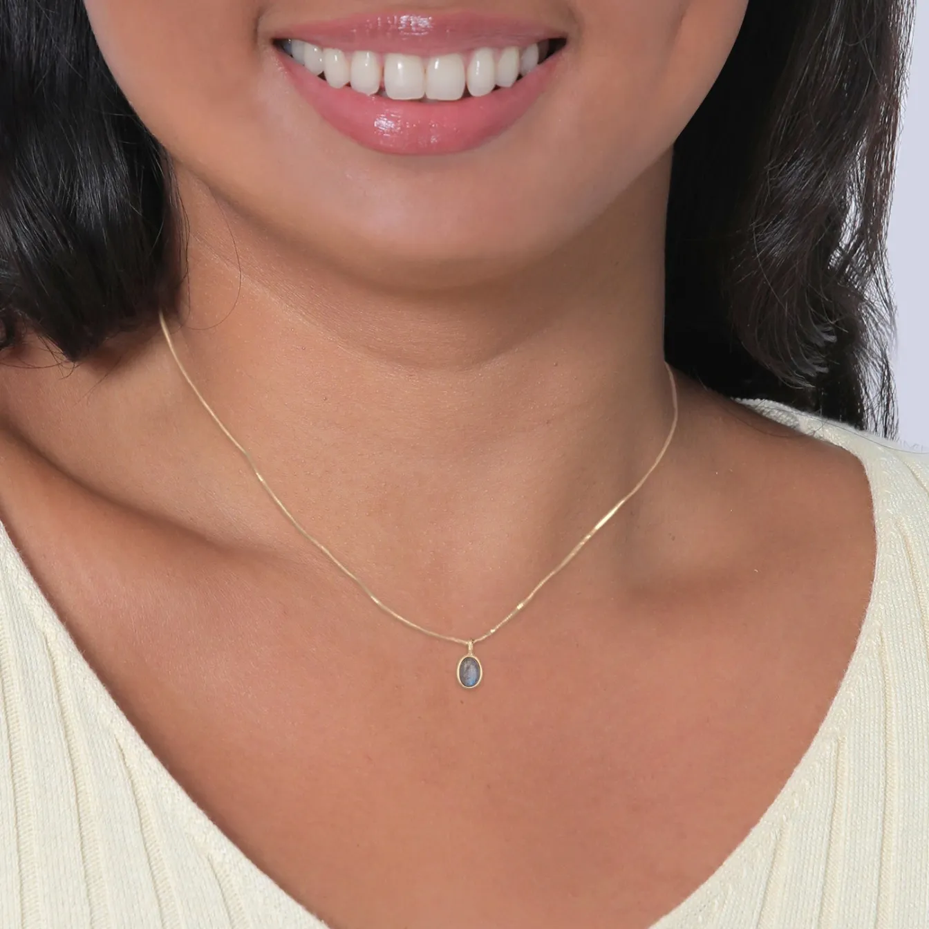 Elli "Halskette Oval | Labradorit< Halsketten|Echtgold