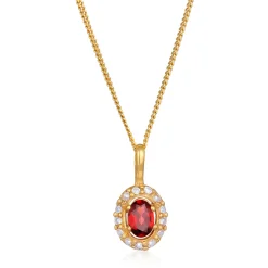 Elli "Halskette Oval | Topas (Rot)< Halsketten|Echtgold