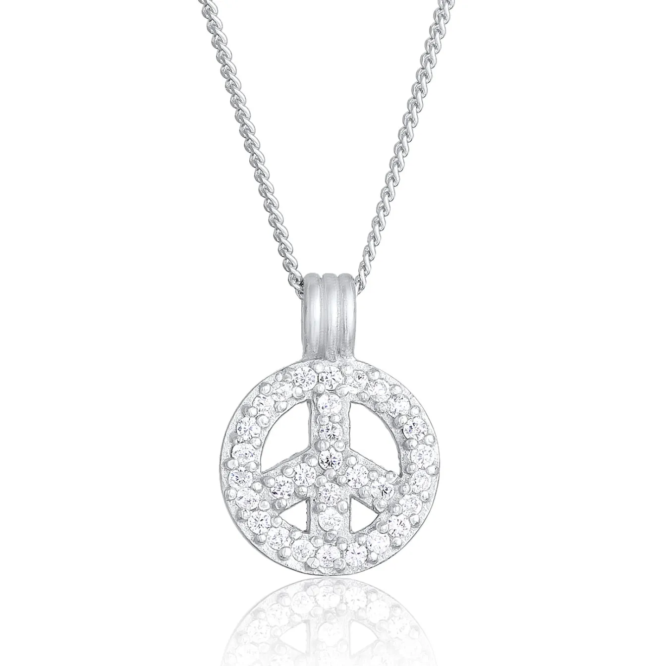 Elli "Halskette Peace | Zirkonia (Weiß)< Roségold|Halsketten