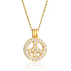 Elli "Halskette Peace | Zirkonia (Weiß)< Roségold|Halsketten