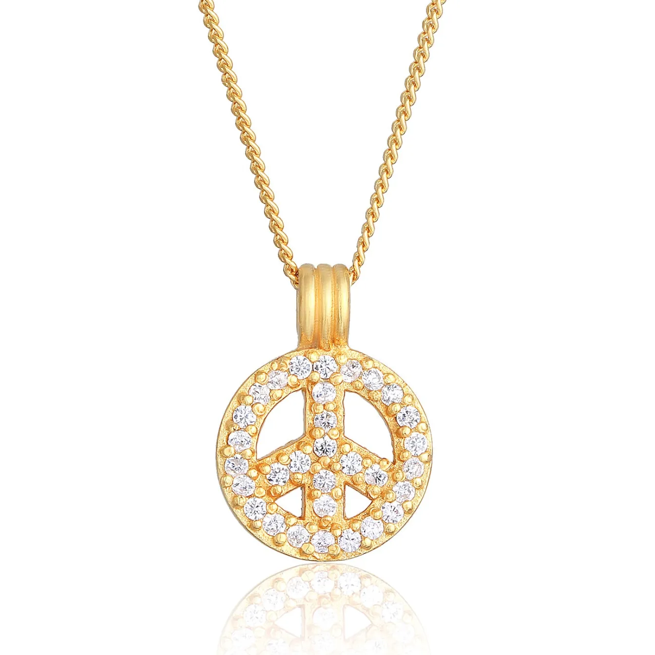 Elli "Halskette Peace | Zirkonia (Weiß)< Roségold|Halsketten