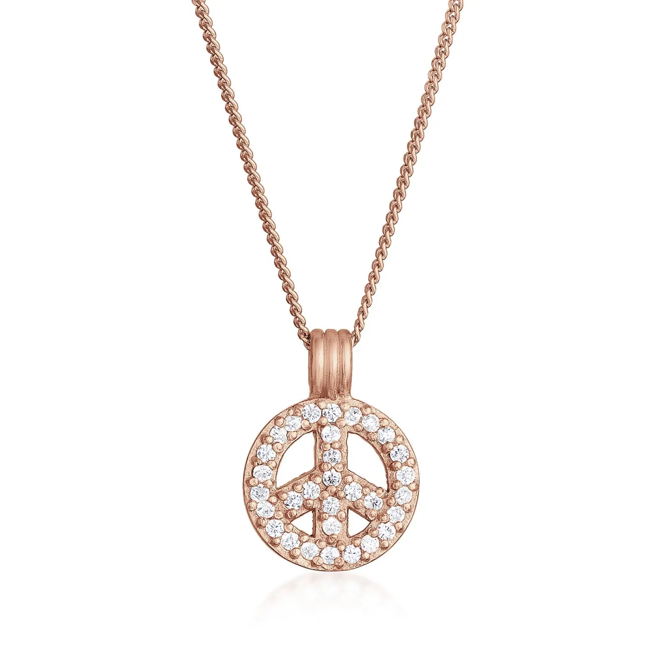 Elli "Halskette Peace | Zirkonia (Weiß)< Roségold|Halsketten