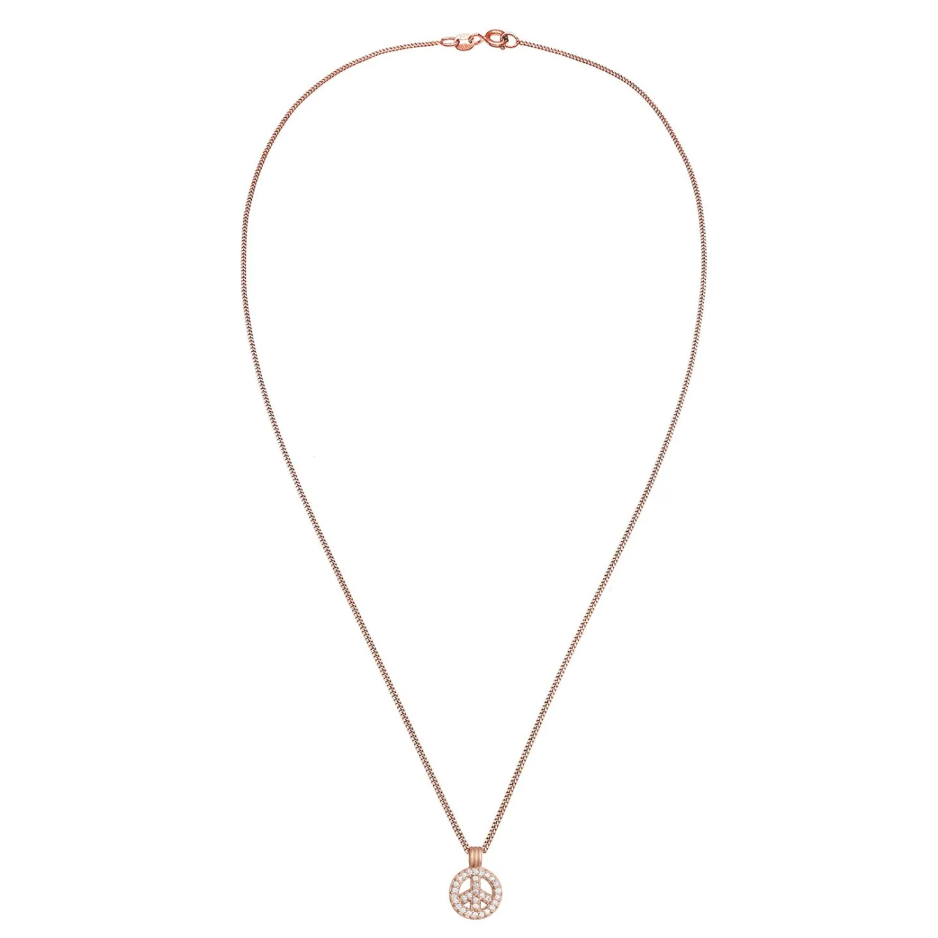Elli "Halskette Peace | Zirkonia (Weiß)< Roségold|Halsketten