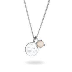 Elli "Halskette Plättchen | Synthetischer Opal (Weiß)< Vergoldet|Halsketten
