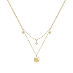 Elli "Halskette Plättchen Astro | Kristalle (Weiß)< Symbol-schmuck|Halsketten
