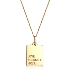 Elli "Halskette Plättchen LOVE YOUSELF FIRST< Halsketten|Silber