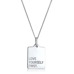 Elli "Halskette Plättchen LOVE YOUSELF FIRST< Halsketten|Silber