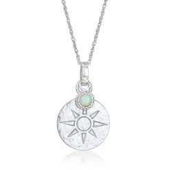 Elli "Halskette Plättchen Sonne | Synthetischer Opal (Weiß)< Symbol-schmuck|Halsketten