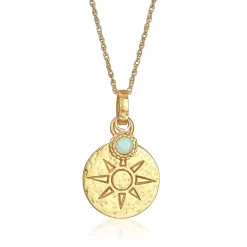 Elli "Halskette Plättchen Sonne | Synthetischer Opal (Weiß)< Symbol-schmuck|Halsketten