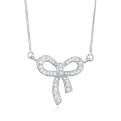 Elli "Halskette Schleife | Zirkonia (Weiß)< Vergoldet|Symbol-schmuck