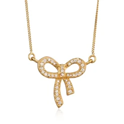 Elli "Halskette Schleife | Zirkonia (Weiß)< Vergoldet|Symbol-schmuck