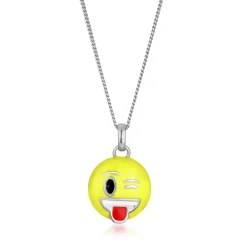 Elli "Halskette Smiling Face Emoji | Emaille (Gelb)< Vergoldet|Symbol-schmuck