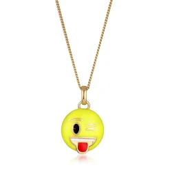 Elli "Halskette Smiling Face Emoji | Emaille (Gelb)< Vergoldet|Symbol-schmuck