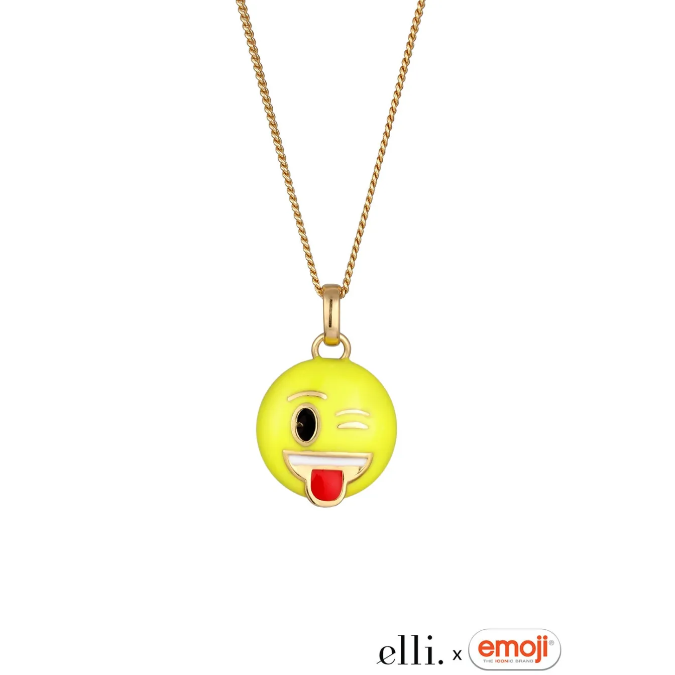 Elli "Halskette Smiling Face Emoji | Emaille (Gelb)< Vergoldet|Symbol-schmuck