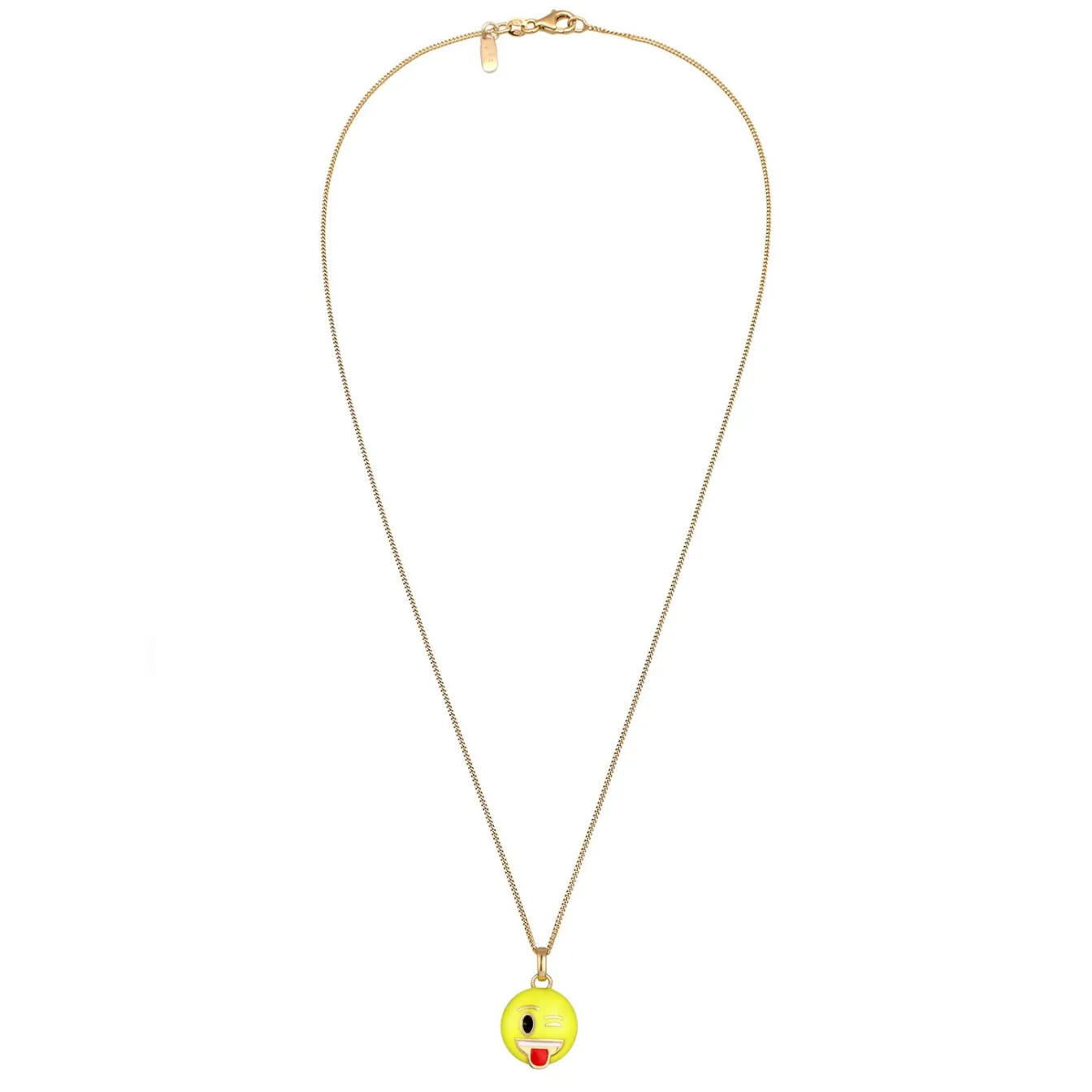 Elli "Halskette Smiling Face Emoji | Emaille (Gelb)< Vergoldet|Symbol-schmuck