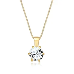 Elli "Halskette Solitär Anhänger | Kristall (Weiß)< Silber|Roségold