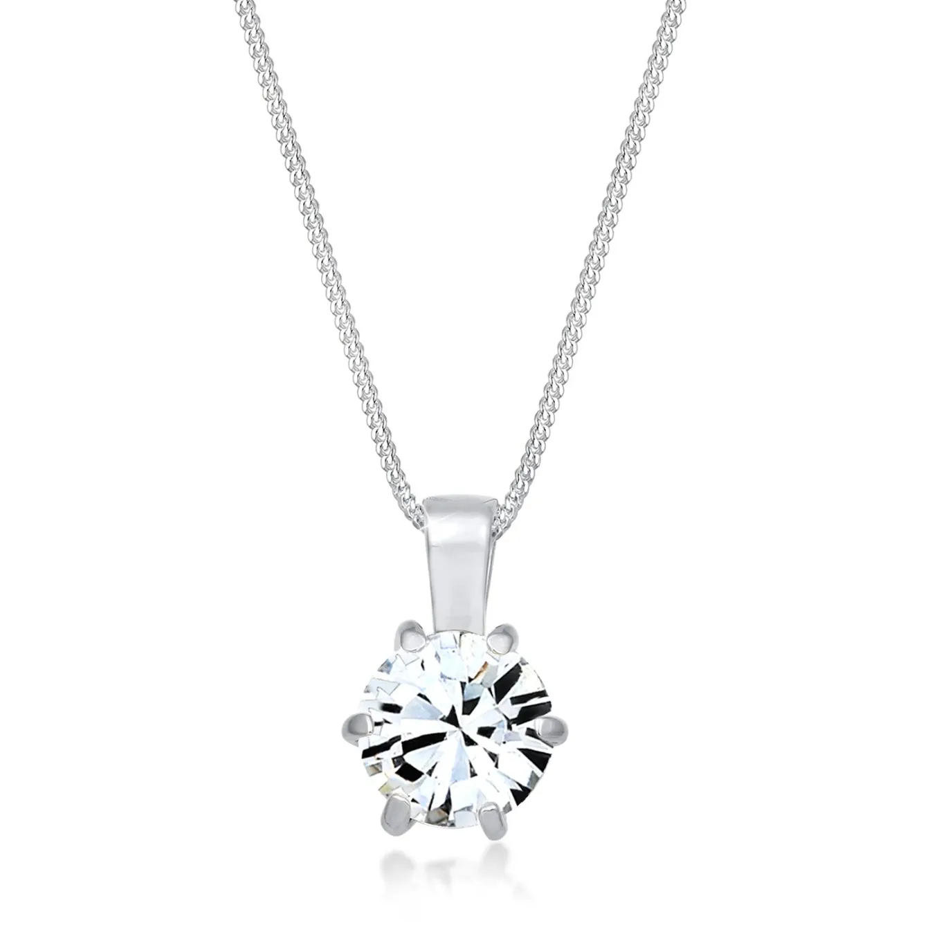Elli "Halskette Solitär Anhänger | Kristall (Weiß)< Silber|Roségold