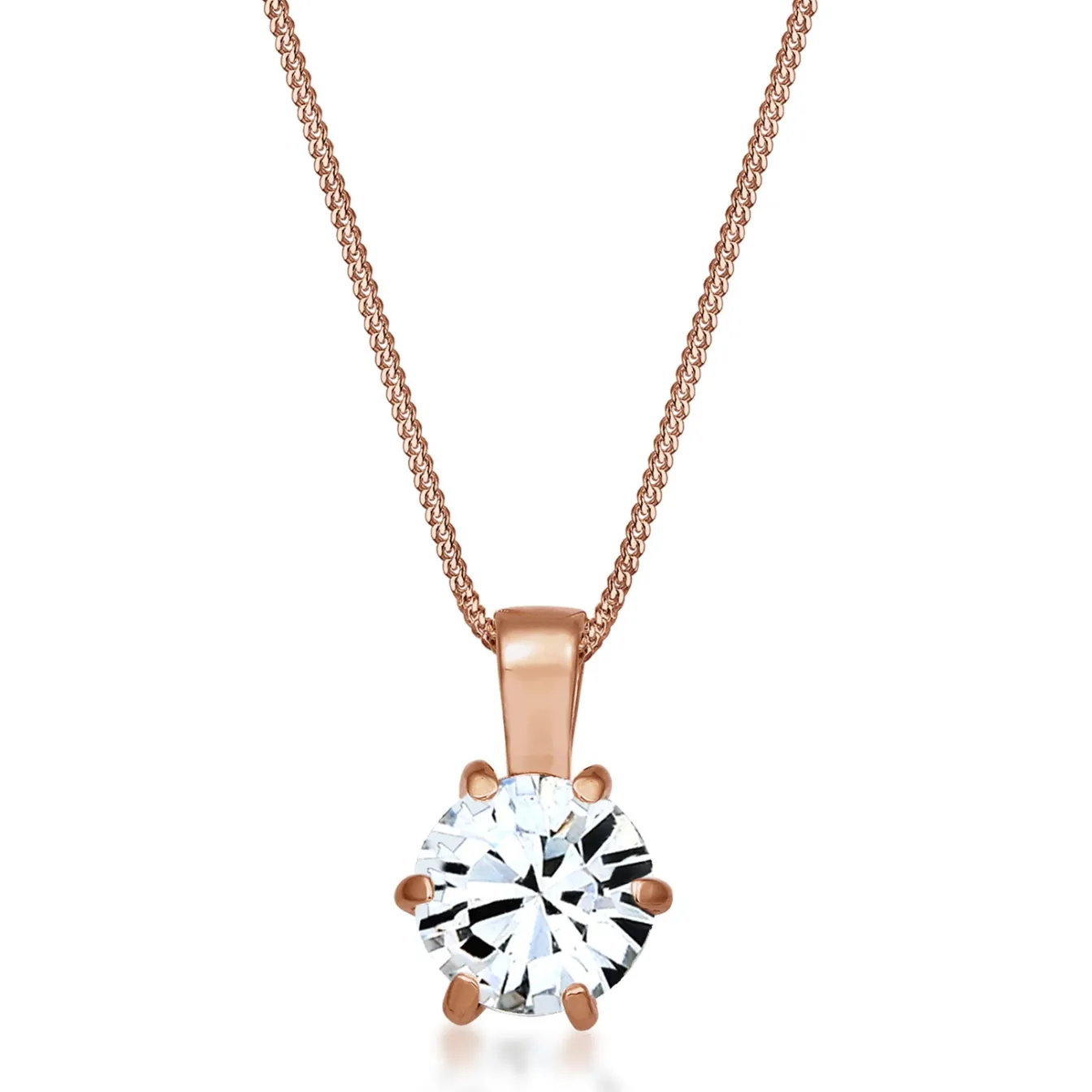 Elli "Halskette Solitär Anhänger | Kristall (Weiß)< Silber|Roségold