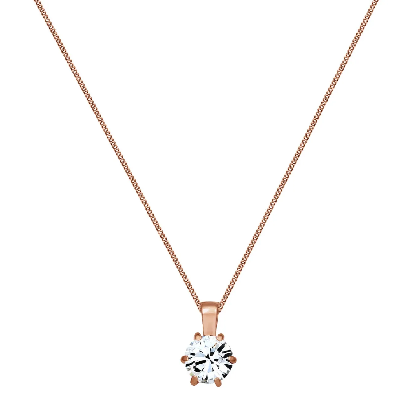 Elli "Halskette Solitär Anhänger | Kristall (Weiß)< Silber|Roségold