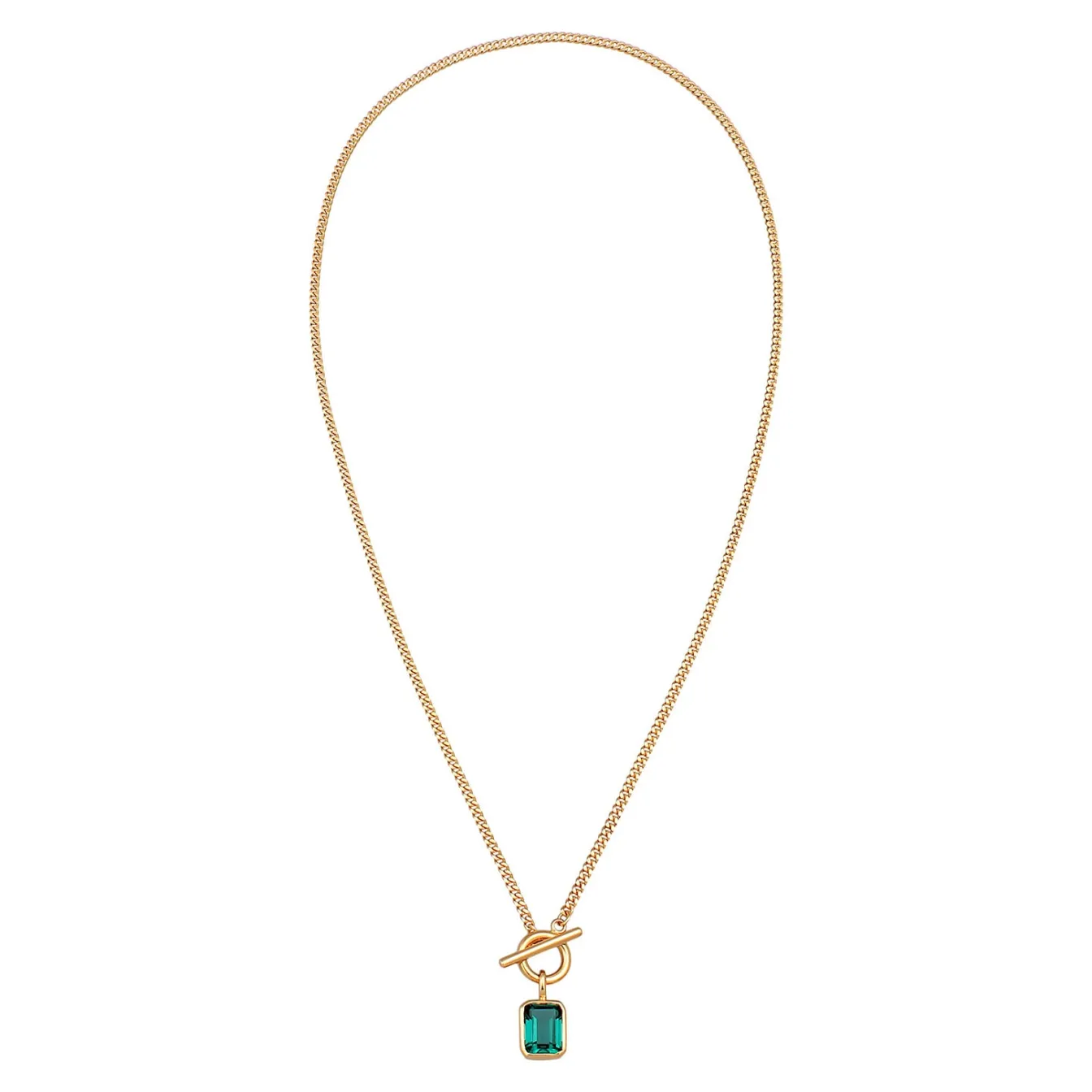 Elli "Halskette T-Bone | Quarz (Grün)< Halsketten|Vergoldet