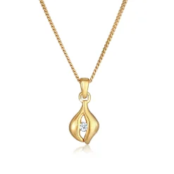 Elli "Halskette Tropfen | Diamant ( Weiß, 0,03 ct )< Halsketten|Vergoldet