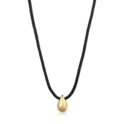 Elli "Halskette Tropfen | Nylon (schwarz)< Vergoldet|Halsketten