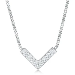 Elli "Halskette V-Form | Zirkonia (Weiß)< Halsketten|Silber