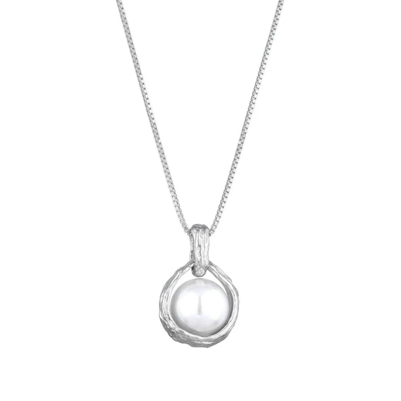 Elli "Halskette Vintage Anhänger | Muschelkernperle (Weiß)< Vergoldet|Perlen